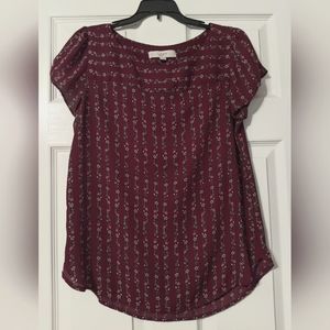 SOLD ELSEWHERE LOFT - Purple Floral Short Sleeve Blouse - Size XS